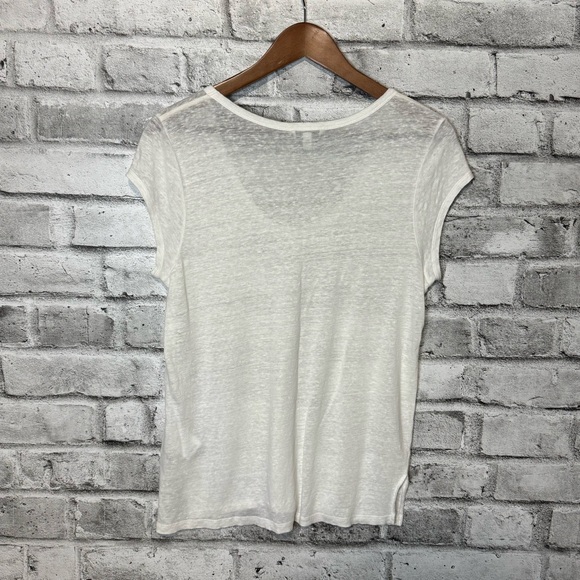 Joie Neya Linen Scoop Neck T-Shirt Size M - Picture 5 of 7